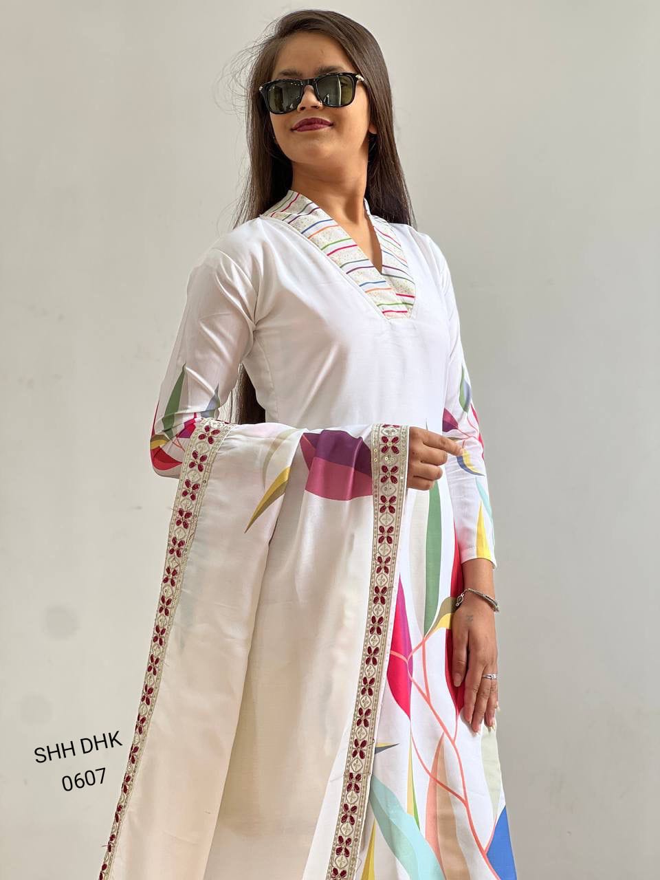 Pure White Multicolor Floral FANCY DESIGN WITH DIGITAL PRINTED TOP